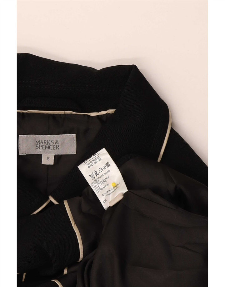 Marks & Spencer Damski krótki trencz UK 16, duży, czarny poliester