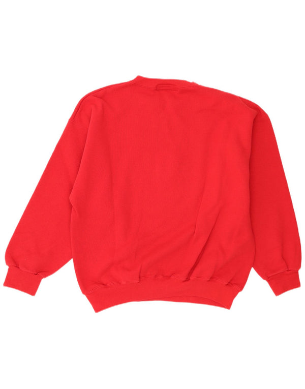Męska bluza z grafiką w stylu vintage, sweter XL, czerwona bawełna