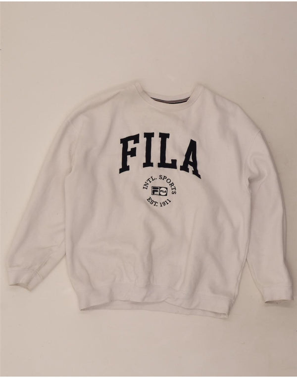 Męska bluza z grafiką Fila, duża, biała, bawełniana
