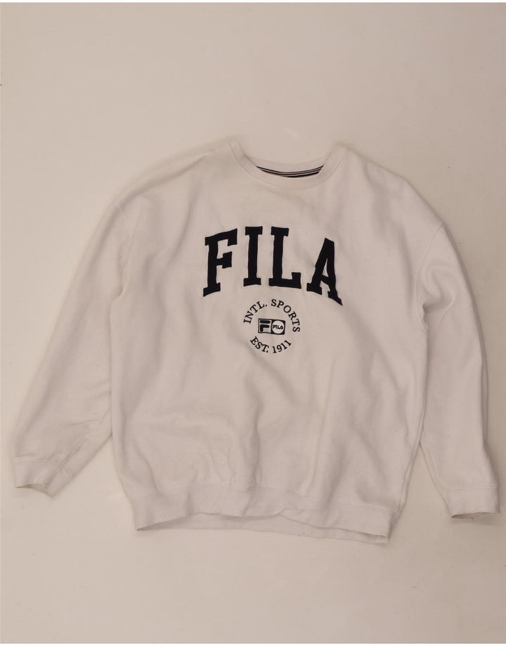 Męska bluza z grafiką Fila, duża, biała, bawełniana