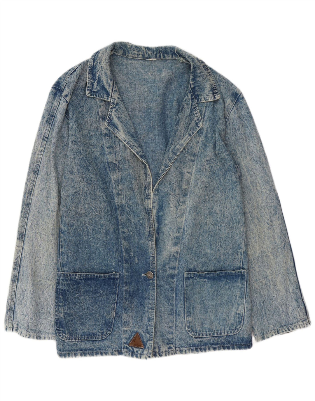 Damska marynarka dżinsowa zapinana na 1 guzik w stylu VINTAGE UK 16, duża niebieska