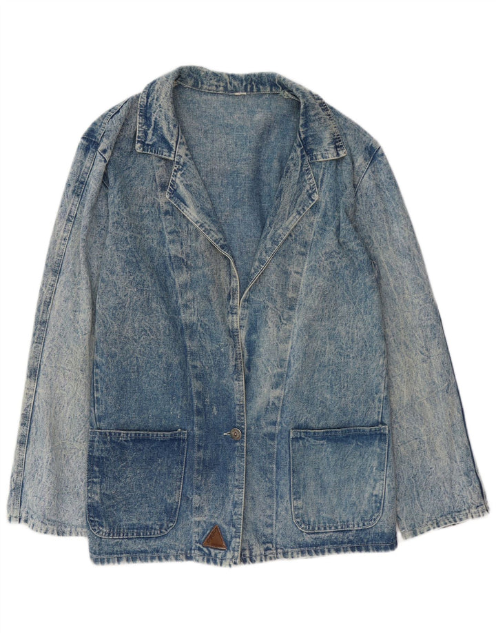 Damska marynarka dżinsowa zapinana na 1 guzik w stylu VINTAGE UK 16, duża niebieska