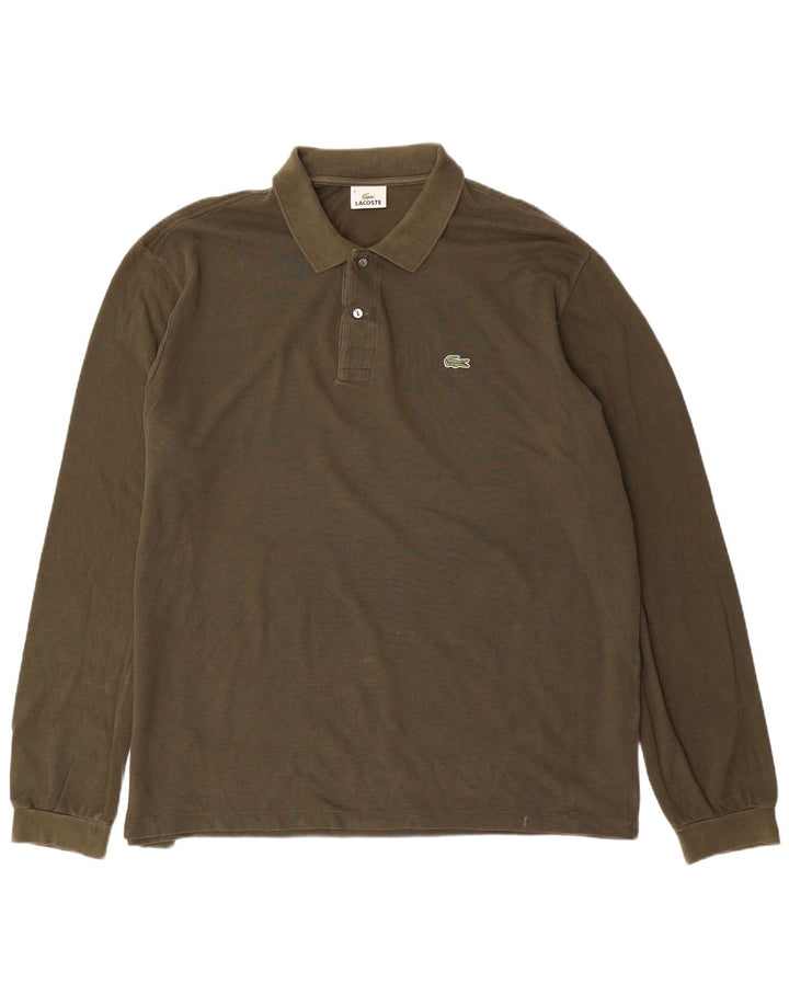 Męska koszulka polo LACOSTE z długim rękawem, rozmiar 8, 3XL, bawełna khaki