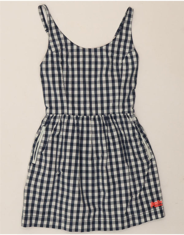 Damska sukienka Sundress Superdry UK 10, mała, granatowa, bawełniana w kratkę