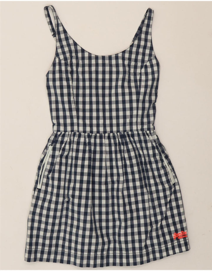 Damska sukienka Sundress Superdry UK 10, mała, granatowa, bawełniana w kratkę