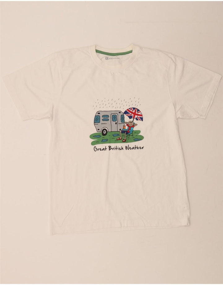 MOUNTAIN WAREHOUSE Mens Graphic T-Shirt Top Large White Cotton Vintage Mountain Warehouse and Second-Hand Mountain Warehouse from Messina Hembry 