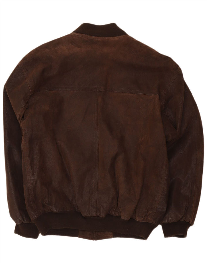 Vintage męska kurtka skórzana bomber IT 48 średni brąz