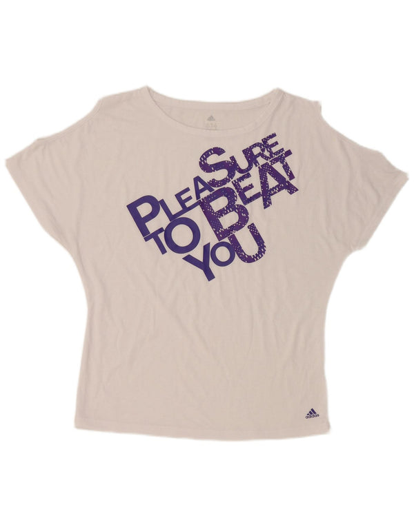 Damska koszulka ADIDAS Climalite Graphic Top UK 12/14 Średnia biel