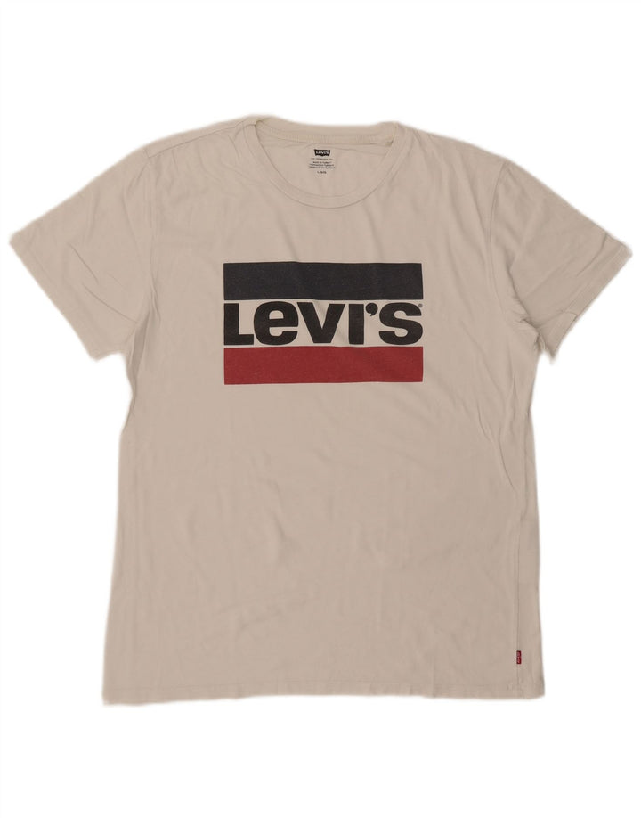 Męski T-shirt z grafiką LEVI'S, duży, biały, bawełniany