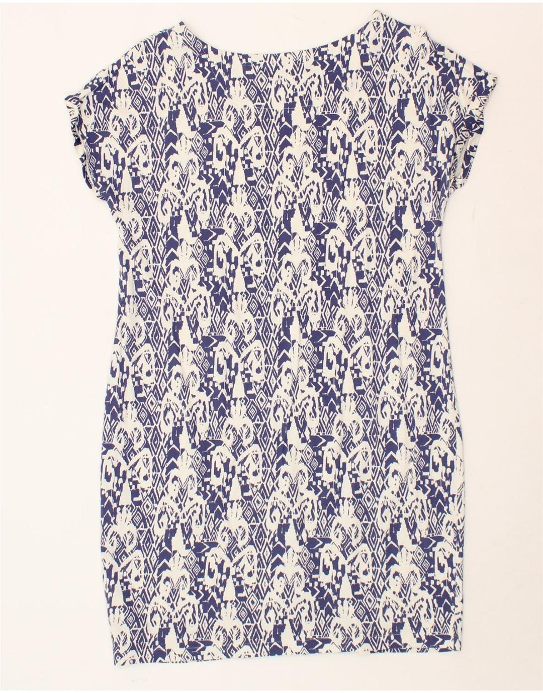 NEXT Womens Abstract Pattern Tent Dress UK 10 Small Blue Cotton Vintage Next and Second-Hand Next from Messina Hembry 
