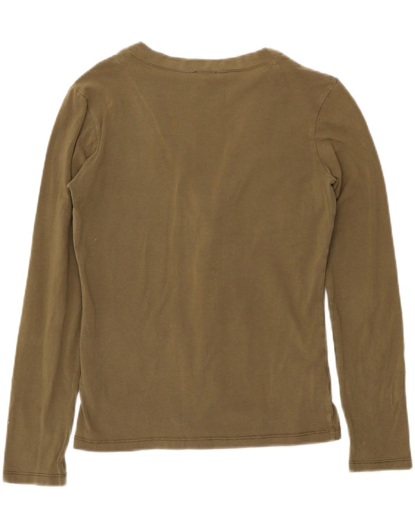 CALVIN KLEIN JEANS Damski sweter kardigan UK 10, mały, bawełniany khaki