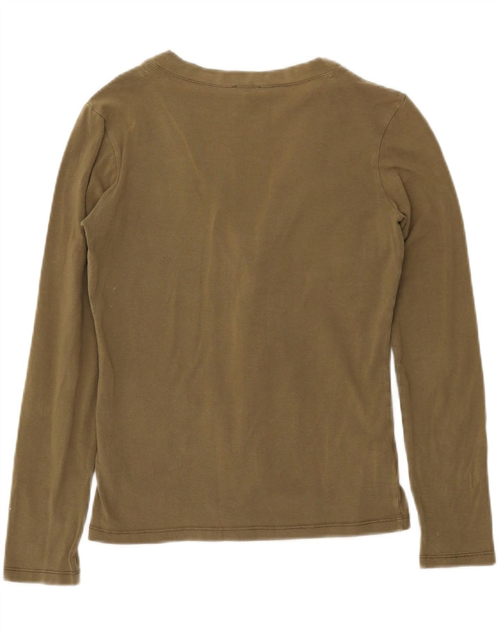 CALVIN KLEIN JEANS Damski sweter kardigan UK 10, mały, bawełniany khaki