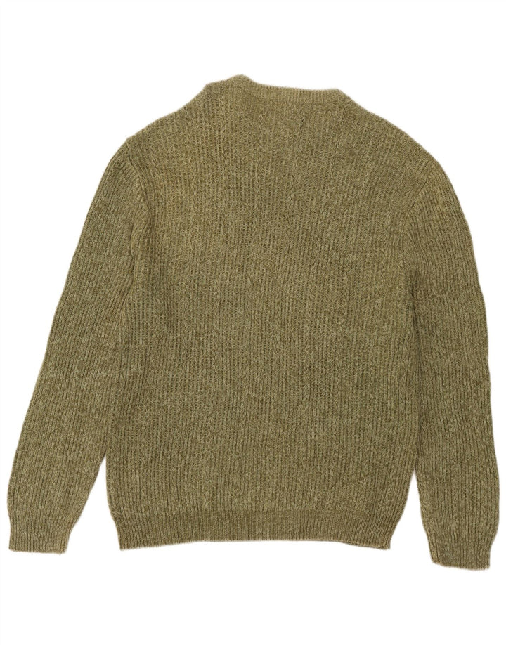 Męski sweter z wycięciem pod szyją Chaps, duży, zielony, nakrapiany, bawełniany