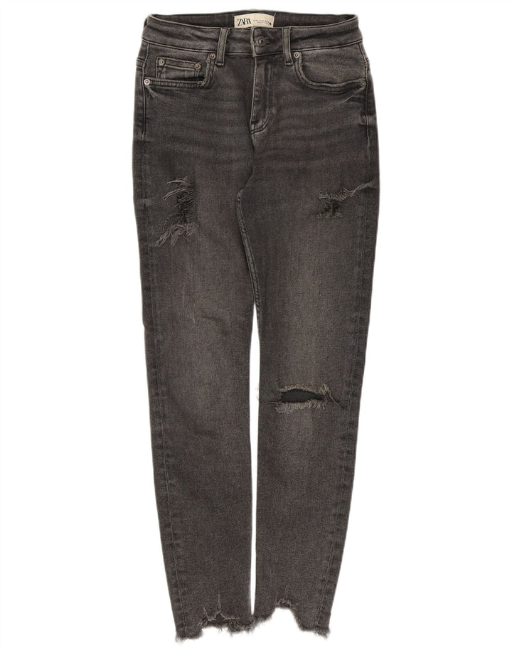 ZARA Womens Distressed Slim Jeans EU 38 Small W28 L27 Grey Cotton