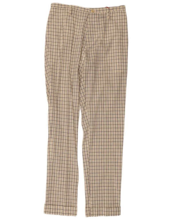 Damskie proste spodnie chino w stylu vintage IT 44 Medium W30 L31 Off White Check