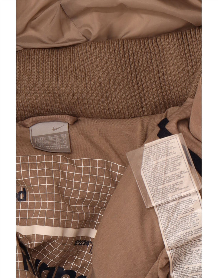 Damska wyściełana kurtka z kapturem NIKE, UK 8/10, mały, brązowy poliester