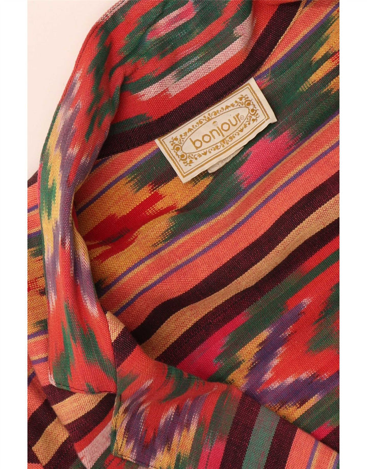 Vintage damska marynarka zapinana na 2 guziki, UK 18 XL, wielokolorowa bawełna Ikat