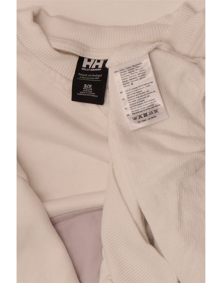 Męska bluza z grafiką Helly Hansen, mała, biała, z blokami kolorów, bawełniana
