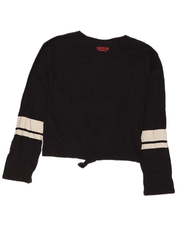Dziewczęcy top graficzny Benetton z długim rękawem, 13-14 lat, 3XL, czarny