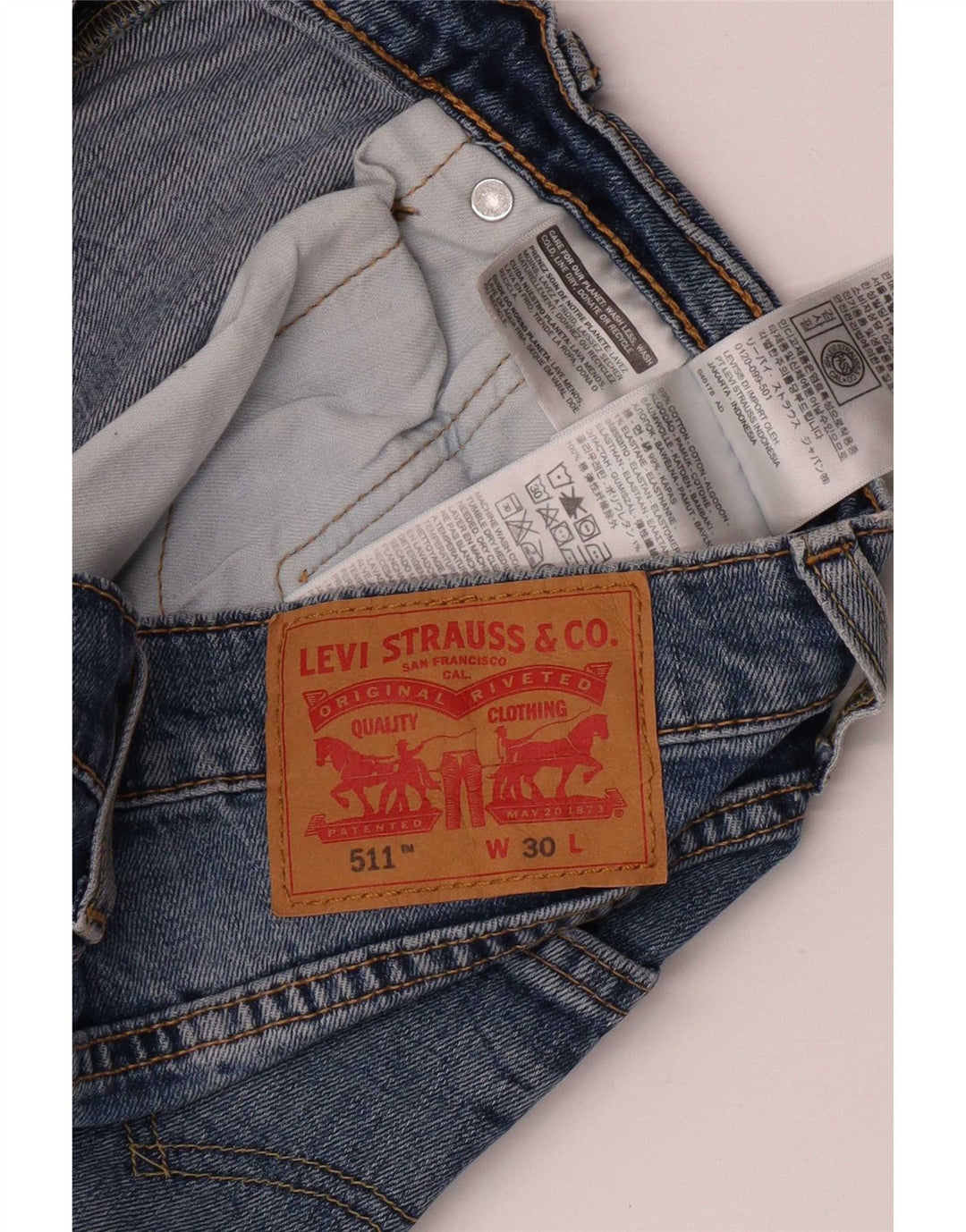 Męskie spodenki jeansowe Levi's 511 W30 Średnioniebieskie, bawełniane