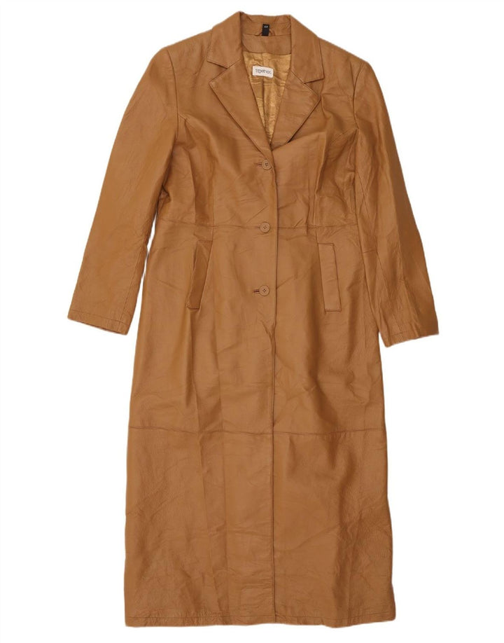 TOGETHER Womens Leather Coat IT 42 Medium Brown Leather