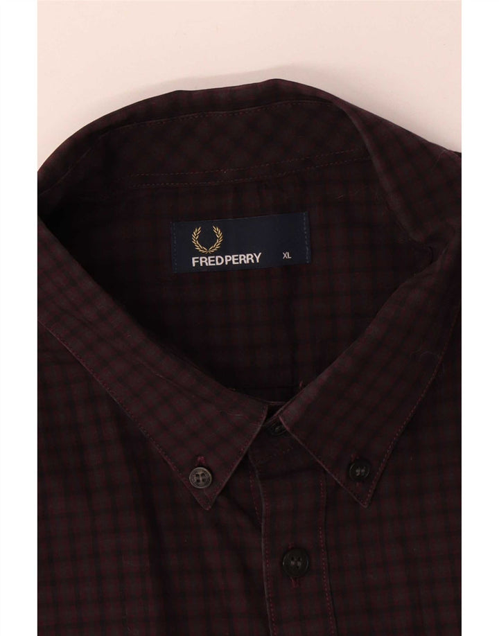 Koszula męska Fred Perry XL, bawełniana, bordowa krata