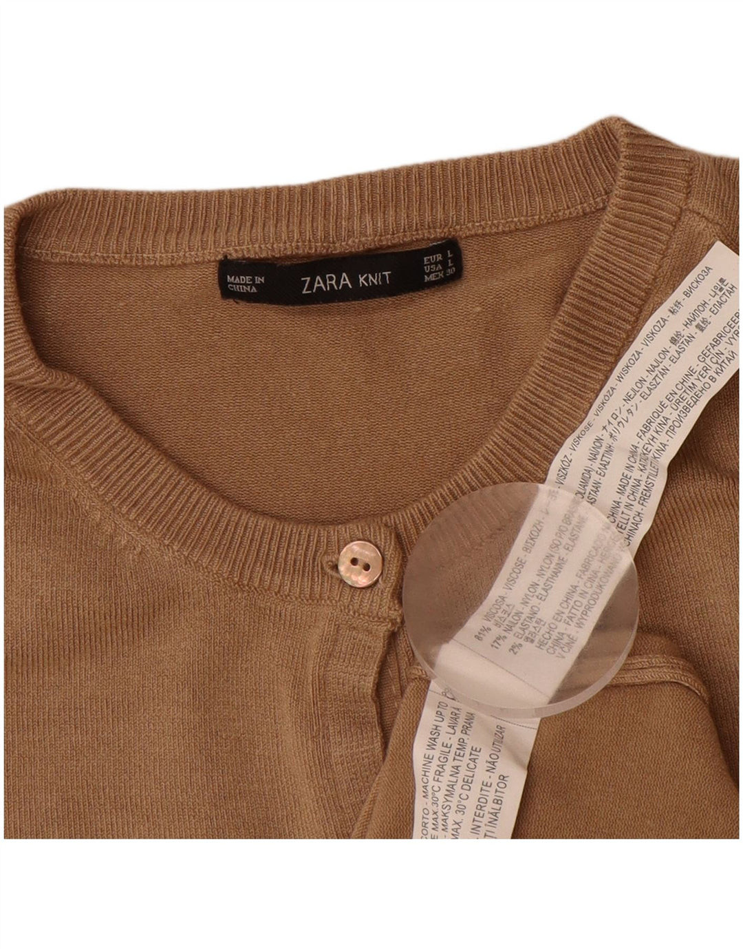 ZARA Womens Cardigan Sweater UK 14 Large Brown Viscose