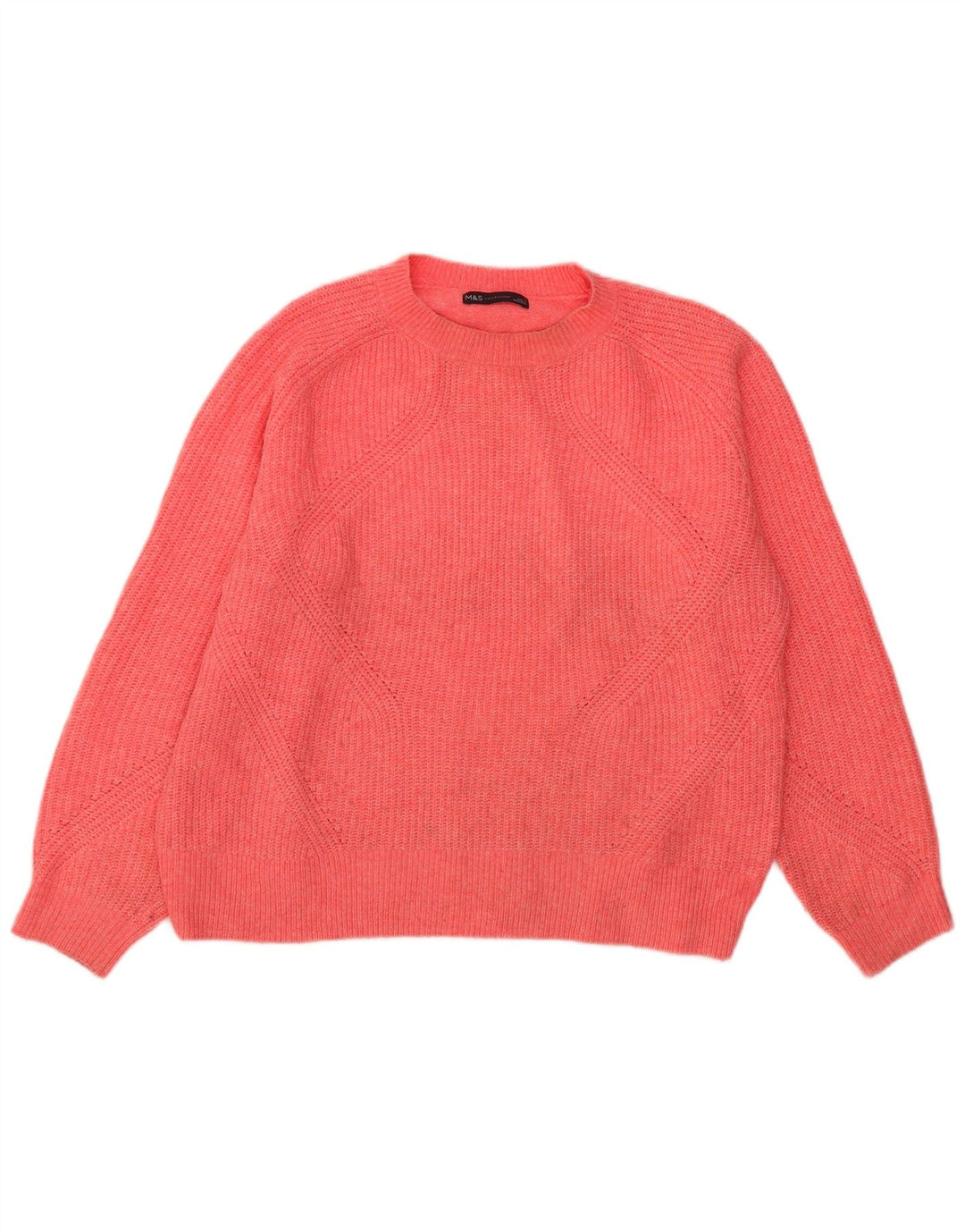 Marks & Spencer Damski sweter oversize z okrągłym dekoltem, UK 16, duży różowy