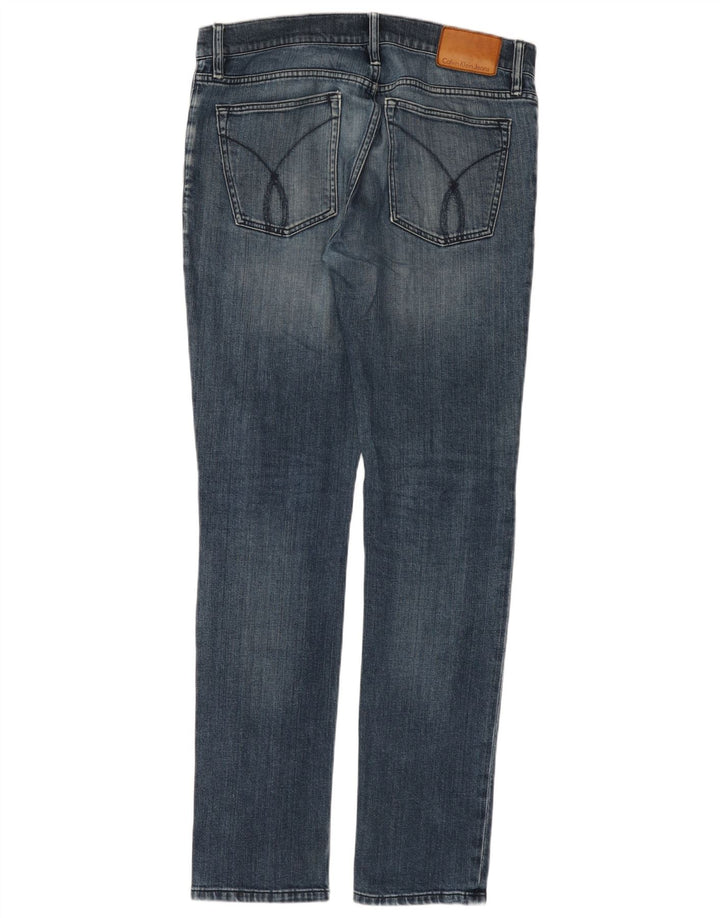 CALVIN KLEIN Męskie jeansy slim w trudnej sytuacji W32 L34 Niebieskie, bawełniane