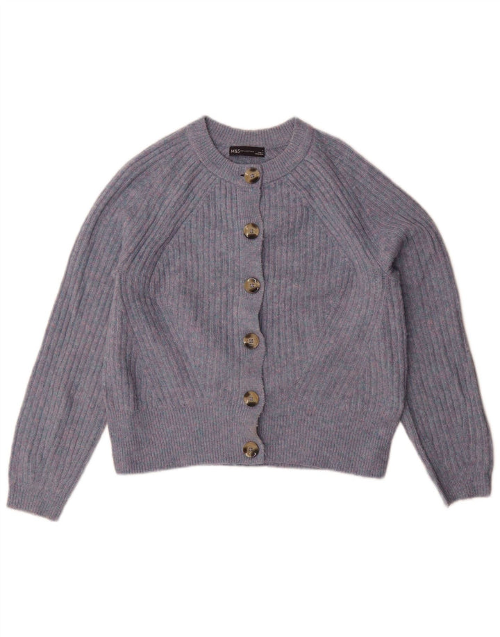 Marks & Spencer Sweter damski Crop Cardigan UK 14 Średni niebieski nakrapiany