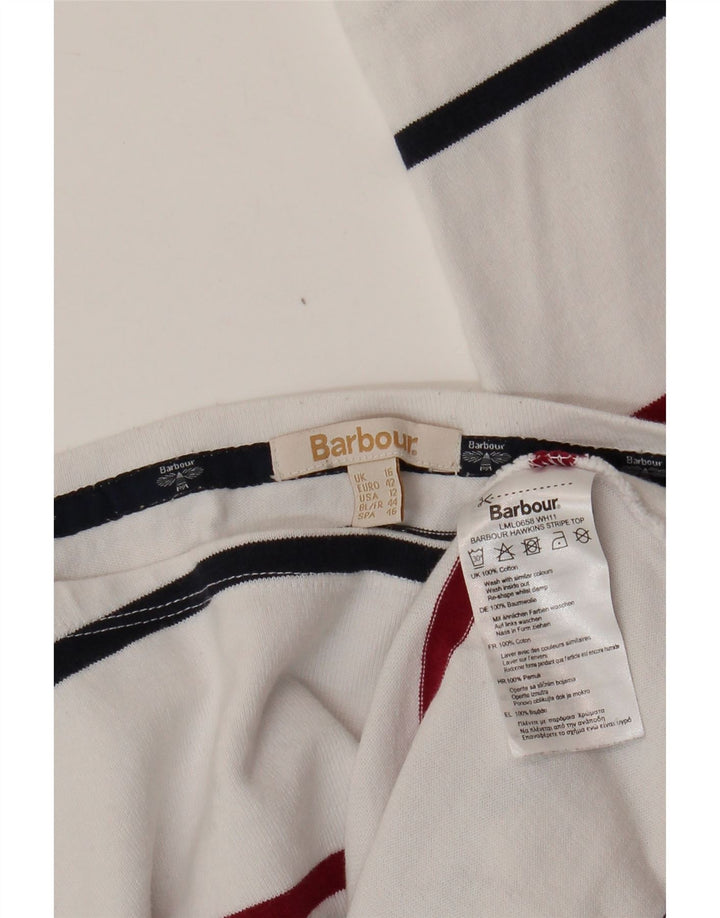 Damski top BARBOUR z długim rękawem UK 16, duży, bawełniany w białe paski