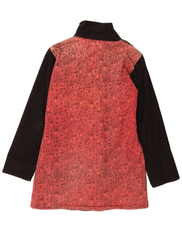 Płaszcz damski w stylu vintage UK 12, średni czarny patchworkowy, bawełniany