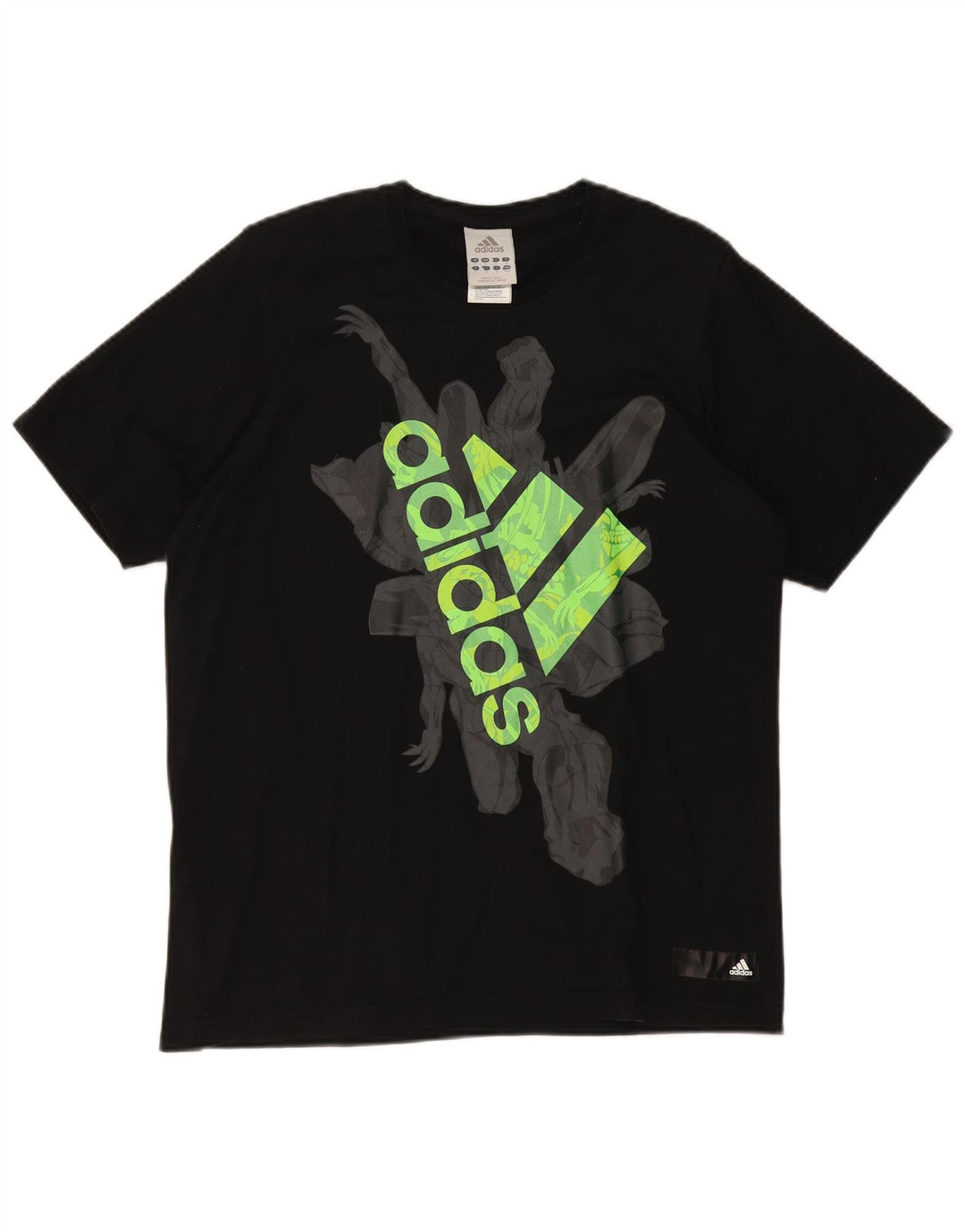 ADIDAS Mens Graphic T-Shirt Top Medium Black Cotton