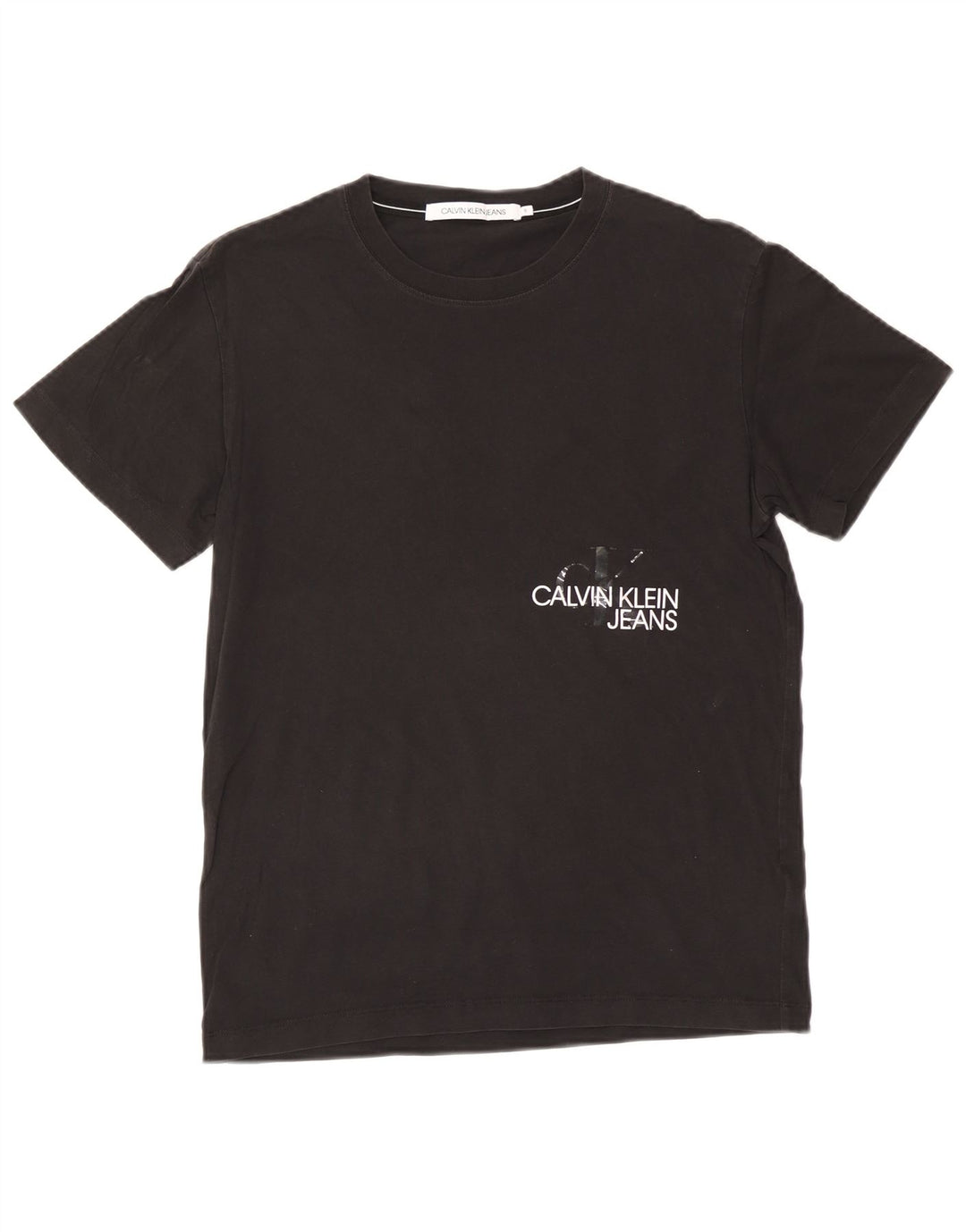 CALVIN KLEIN JEANS Męski T-shirt z grafiką, mały, czarny, bawełniany