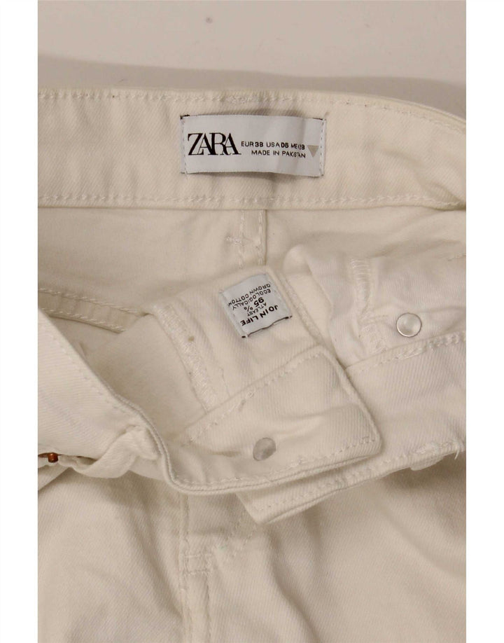 Damskie jeansy rozkloszowane Zara EU 38 Small W28 L26 Biała bawełna
