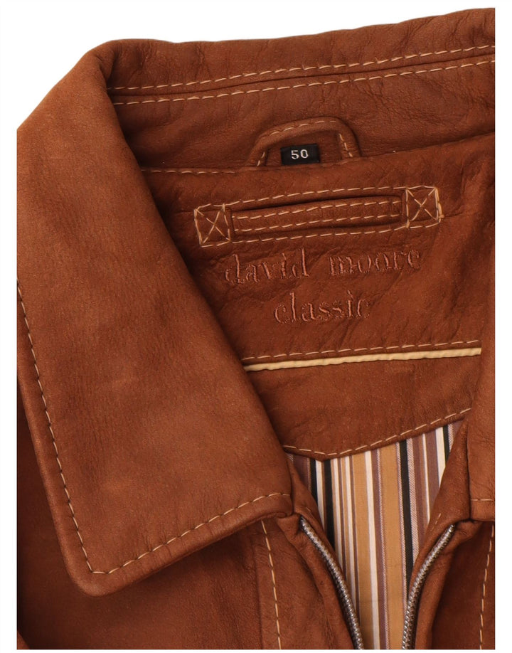 Męska kurtka skórzana David Moore IT 50, duża brązowa skóra