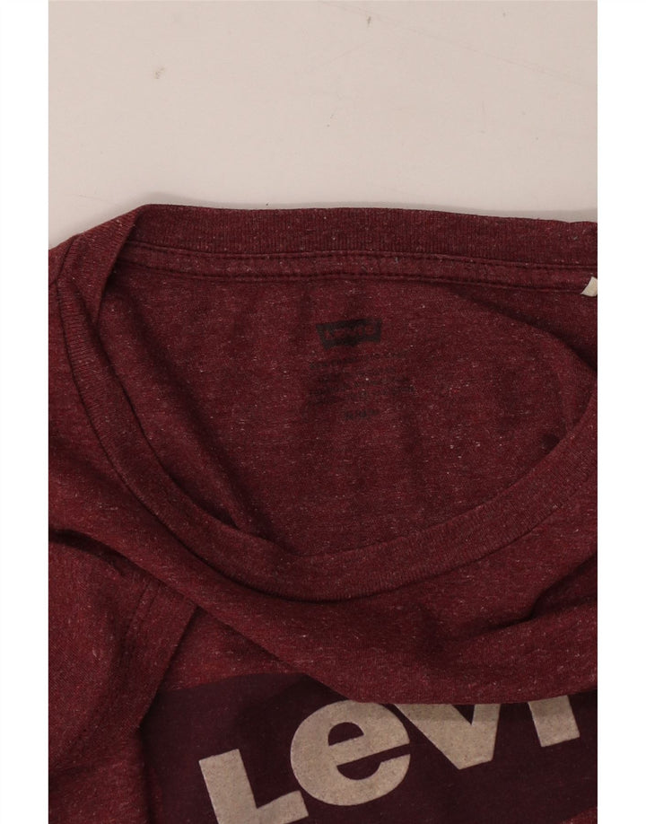 Męski T-shirt z grafiką LEVI'S, średni, bordowy