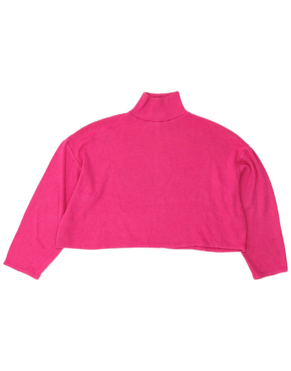 Damski krótki top oversize Zara z długim rękawem, UK 12, średni różowy poliester