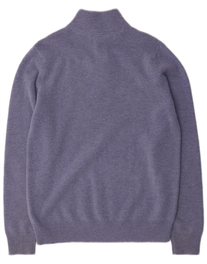 Crew Clothing Męski sweter zapinany na guziki Średni niebieski wełniany