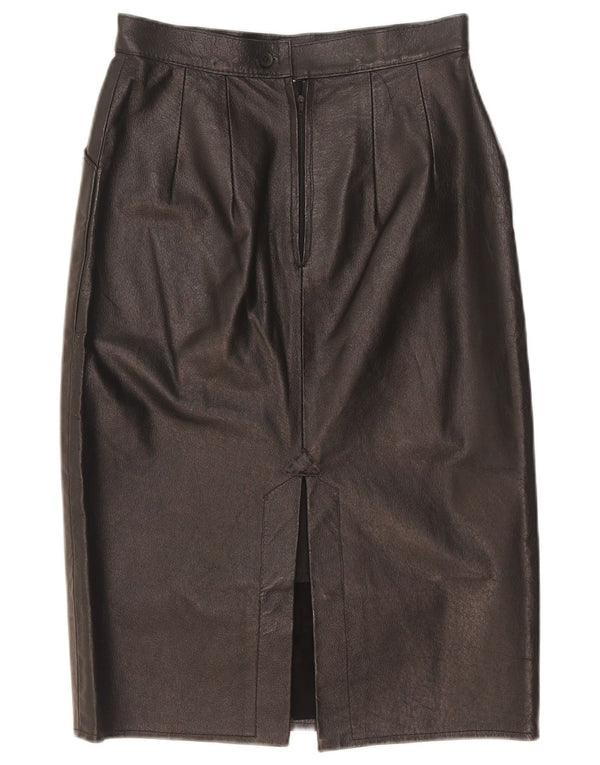 Vintage damska skórzana spódnica midi W25 XS czarna