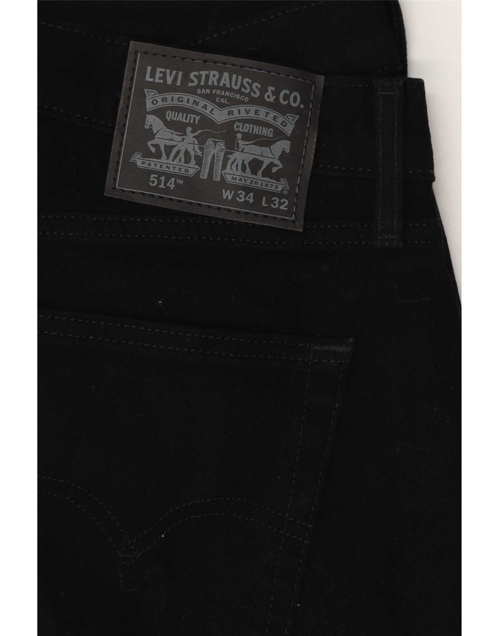 Męskie dżinsy Levi's 514 Straight W34 L32 Czarna bawełna