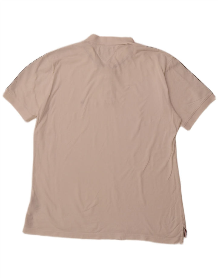 Męska koszulka polo TOMMY HILFIGER o regularnym kroju 2XL, biała, bawełniana w bloki kolorów