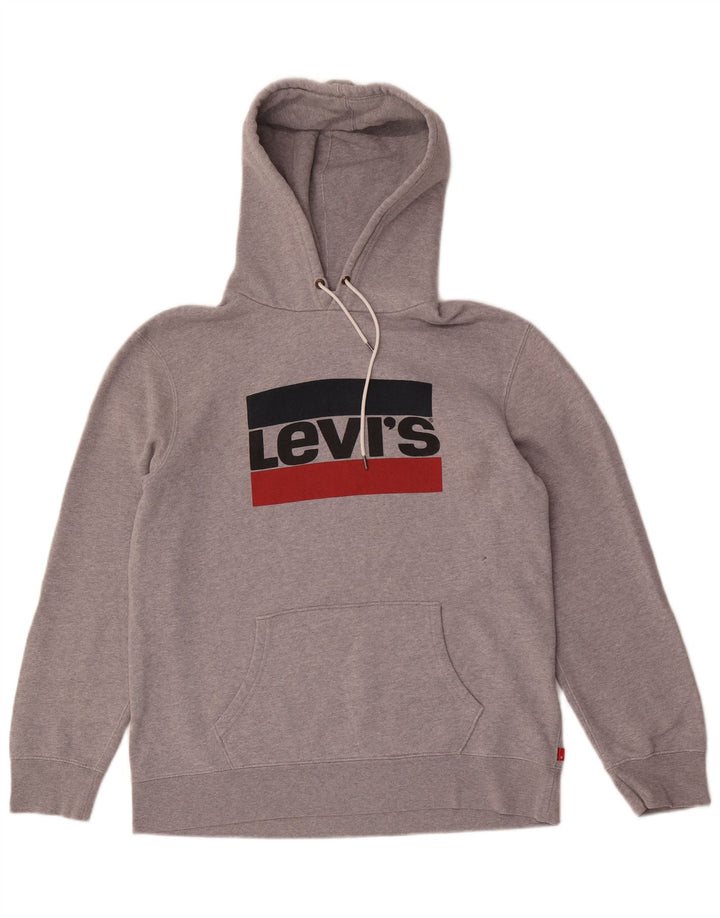 Męski sweter z kapturem z grafiką Levi's, duży, szary, bawełniany