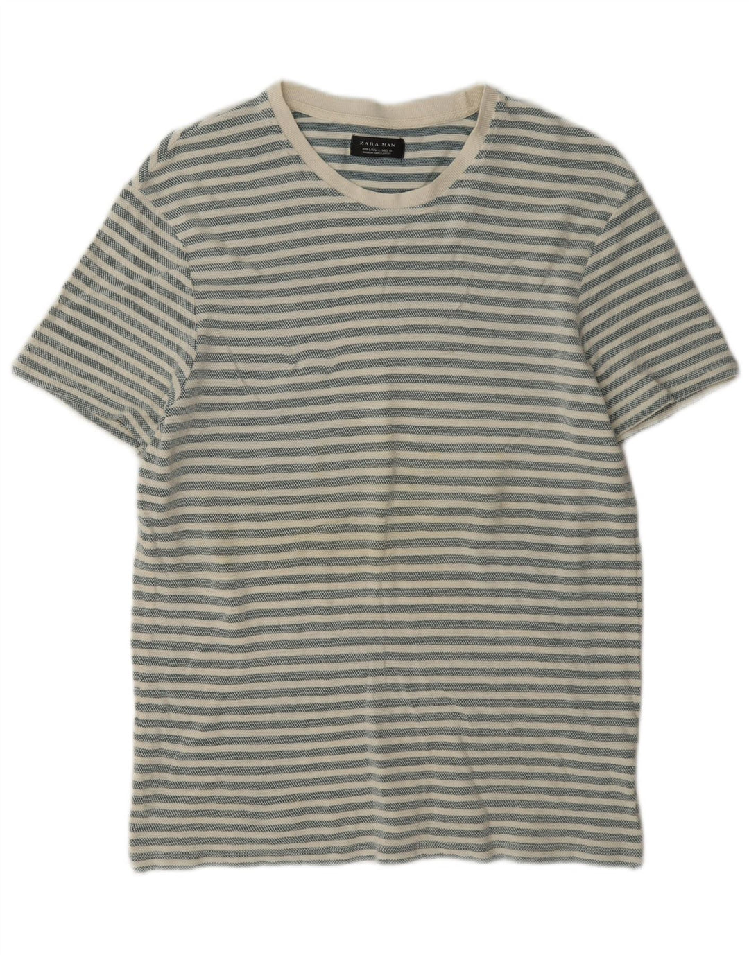 T-shirt męski Zara, duży, bawełniany w szare paski