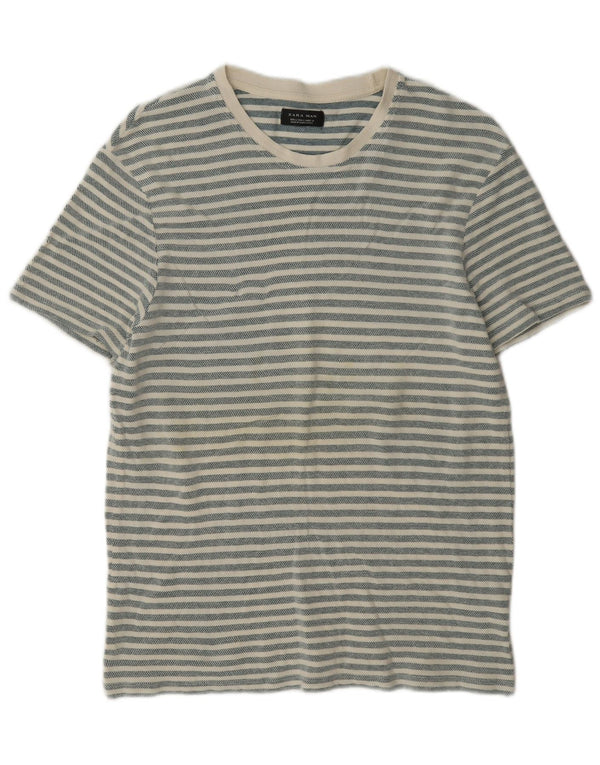 T-shirt męski Zara, duży, bawełniany w szare paski