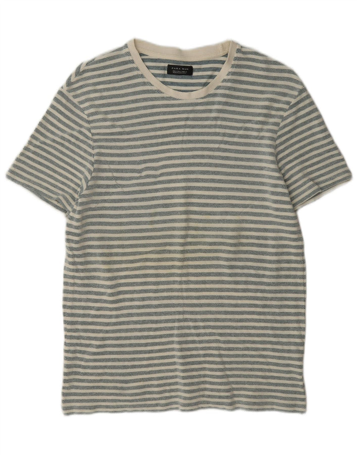 T-shirt męski Zara, duży, bawełniany w szare paski
