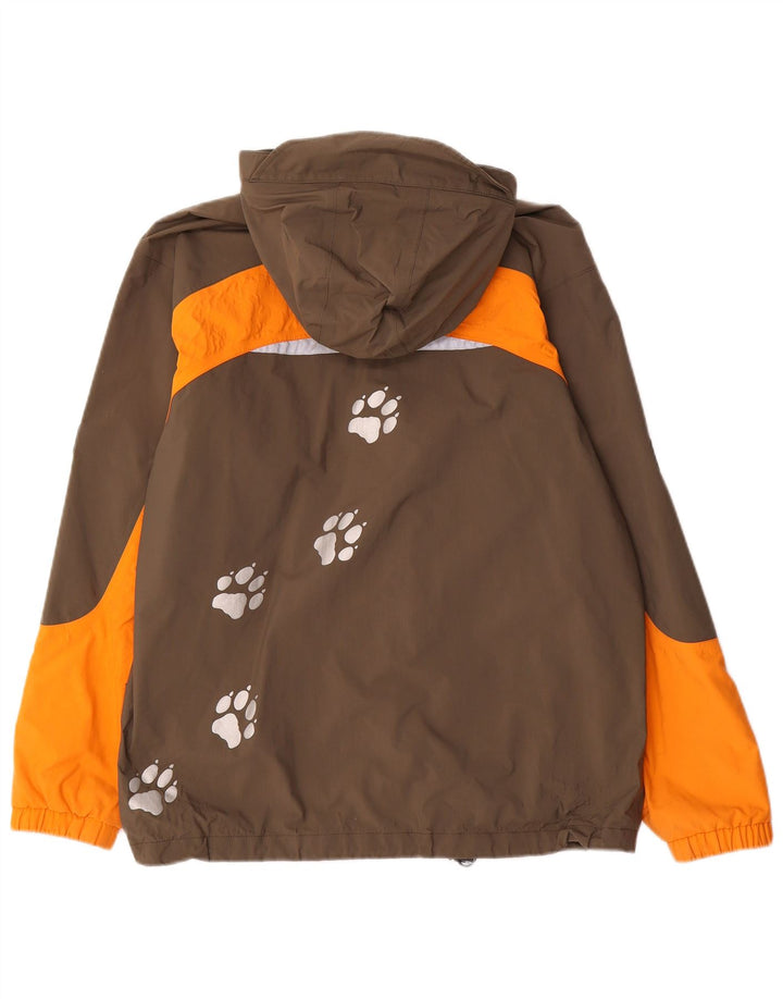 Chłopięca kurtka przeciwdeszczowa Jack Wolfskin z kapturem, 13-14 lat, w kolorze brązowym