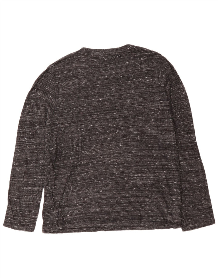 SUPERDRY Męski top z długim rękawem 3XL, szara bawełna w plamki