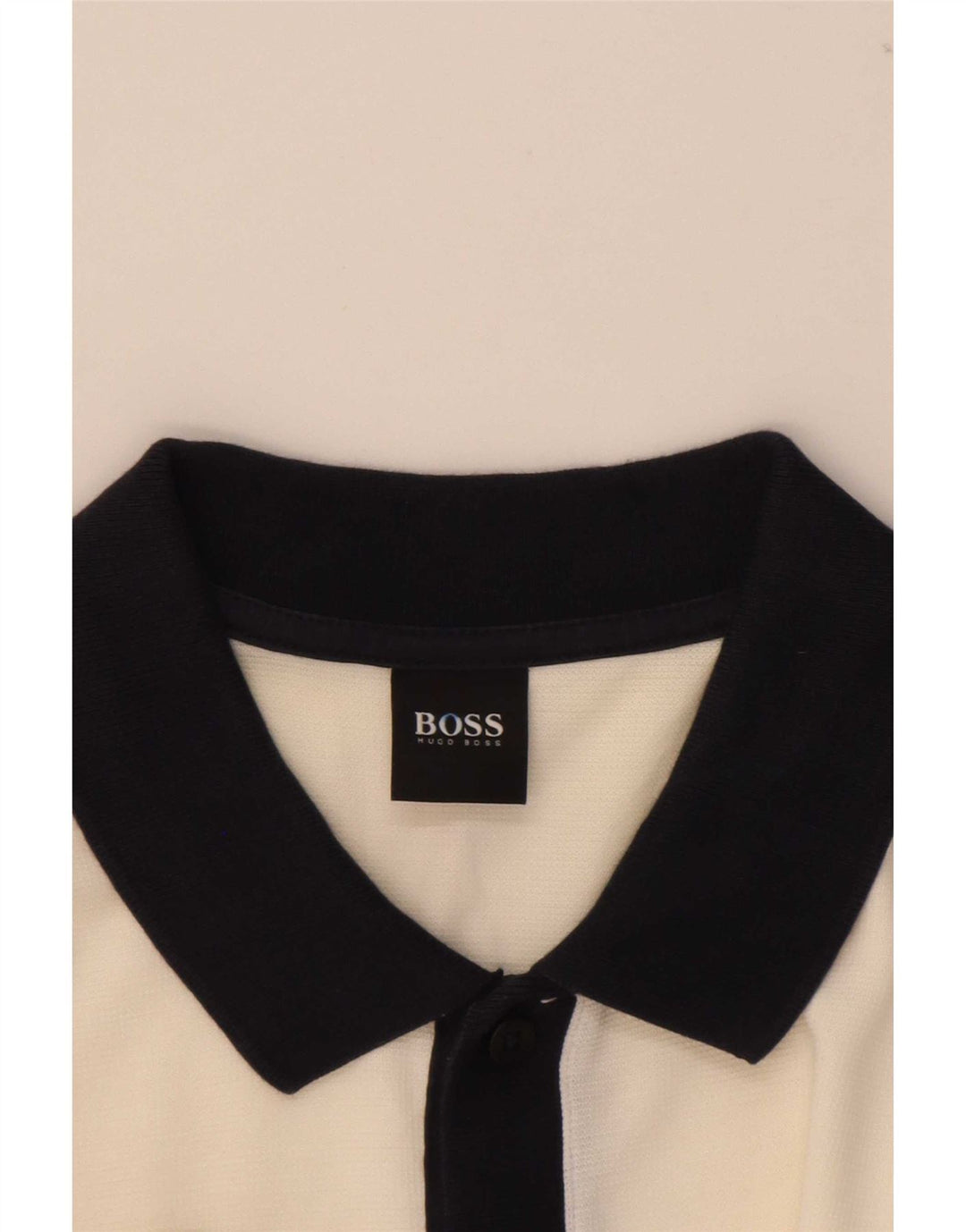 Męska koszulka polo Hugo Boss, mała, biała, z blokami kolorów