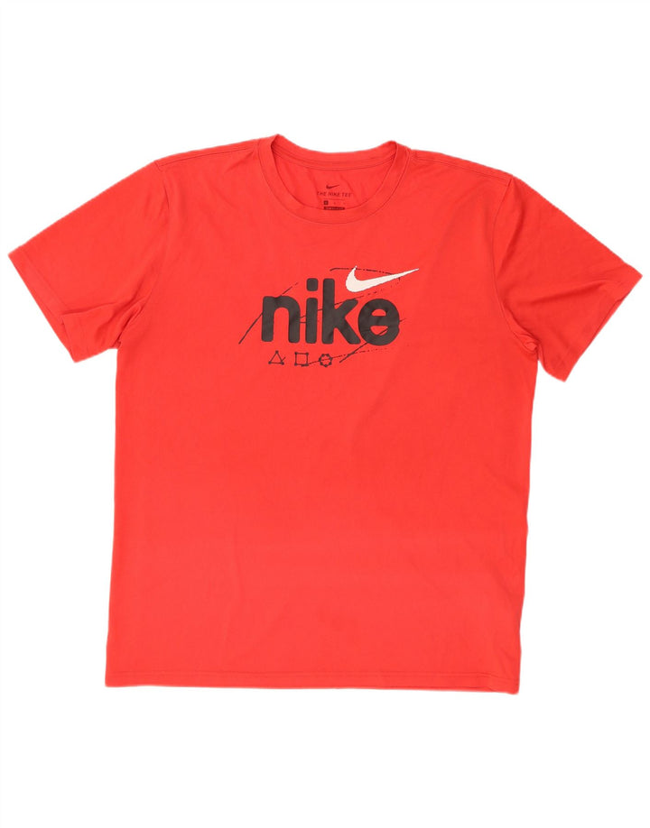 Męski T-shirt NIKE Dri Fit z grafiką, duży, czerwony, poliester